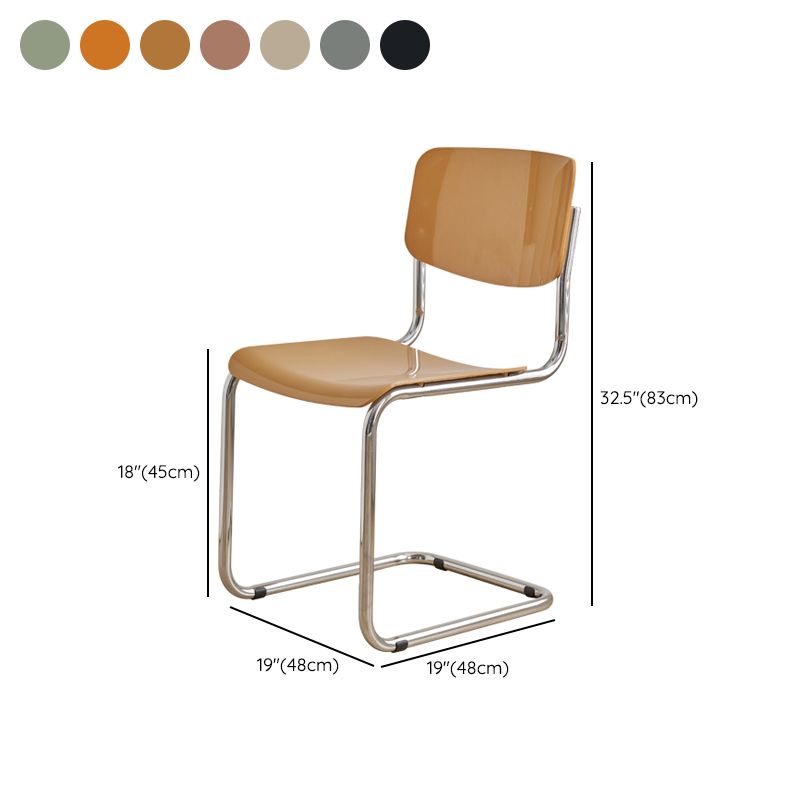 Contemporary Dining Room Silver Leg Open Back Armless Dining Chair