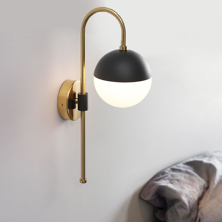 Glass Black and Gold Wall Lamp in Modern Simplicity Iron Globe Wall Light for Interior Spaces