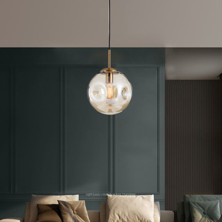 Creative Concave Design Globe Hanging Light 1-Light Nordic minimalisme Transparency Glass Suspension Lampe
