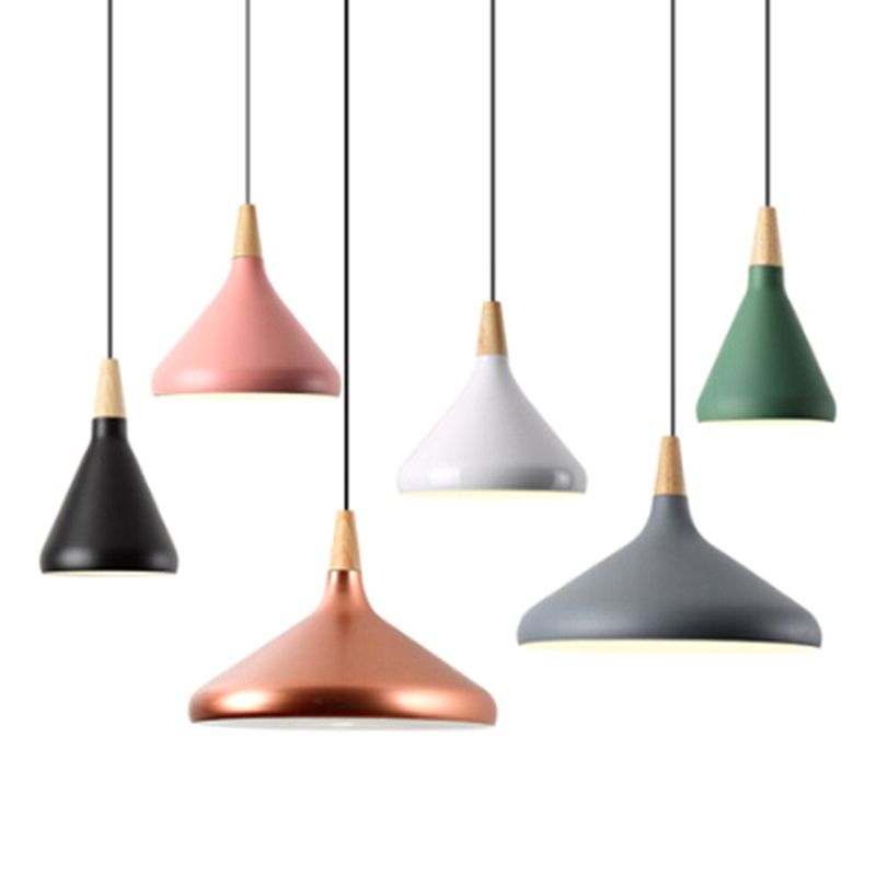 Multi Color Optional Simplicity Pendant Light Nordic Macaroon Aluminum Lampshade 1-Light Hanging Light for Kitchen