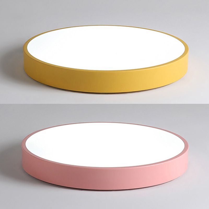 Round Shape Ceiling Lamp Modern Macaroon Iron 1 Light Flush Mount for Balcony Corridor