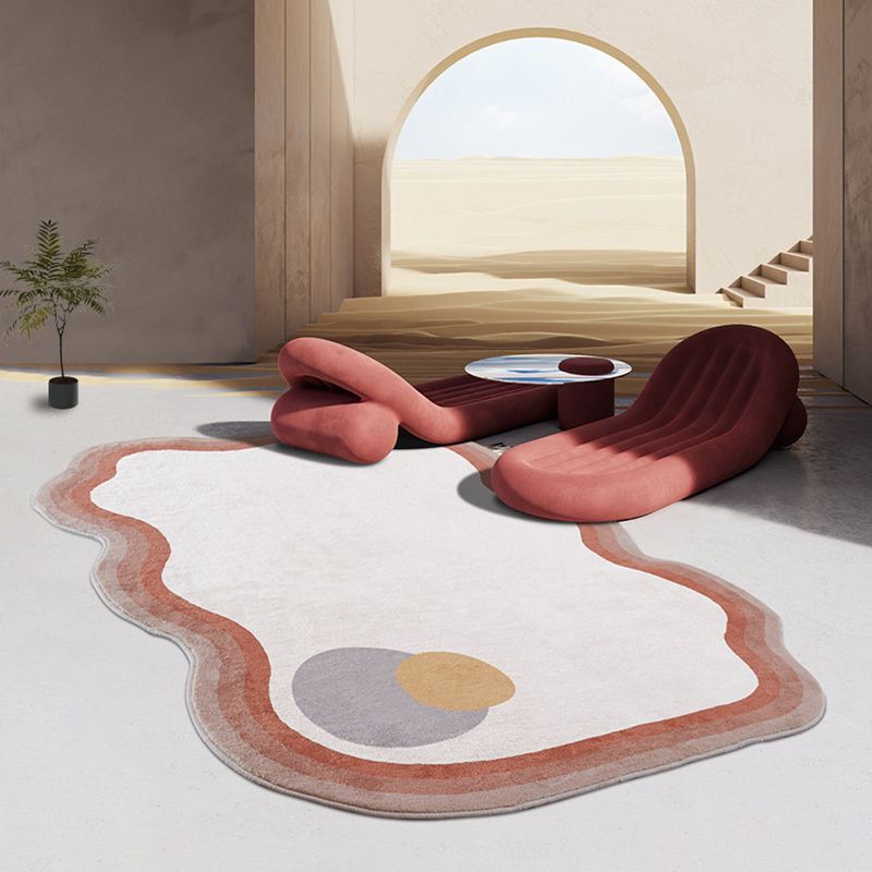 Dark Brown Irregular Circle Rug Polyester Modern Rug Washable Rug for Home Decor