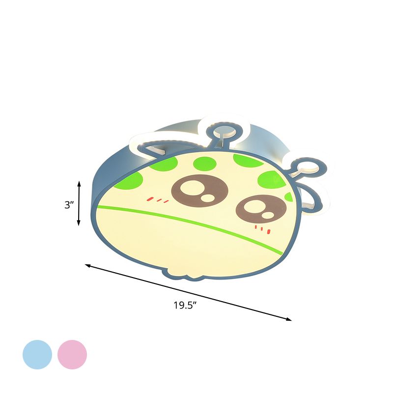 Giraffe Head Flush Ceiling Light Cartoon Acrylic Pink/Blue Finish LED Flush Mounted Lamp for Kids Room