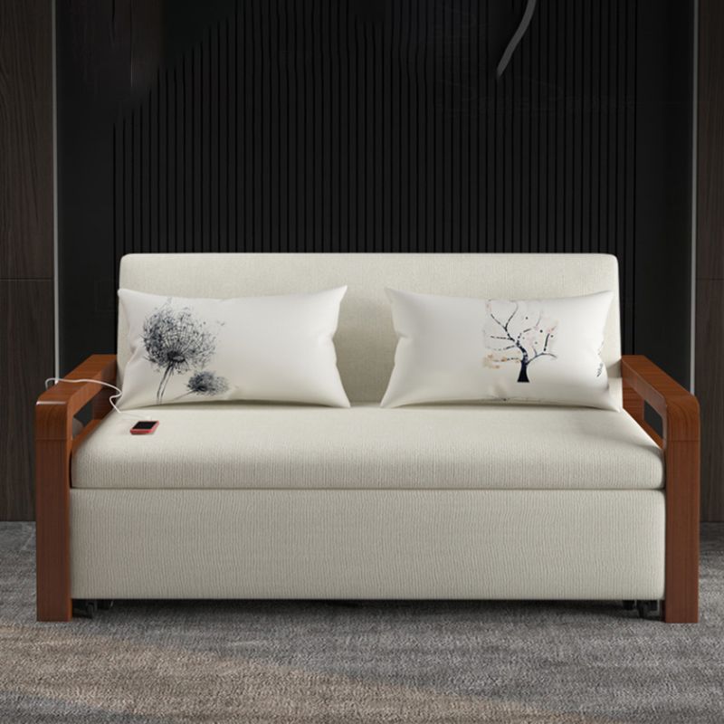 White Futon Sleeper Sofa Bed Contemporary Style with Arms Convertible Sofas