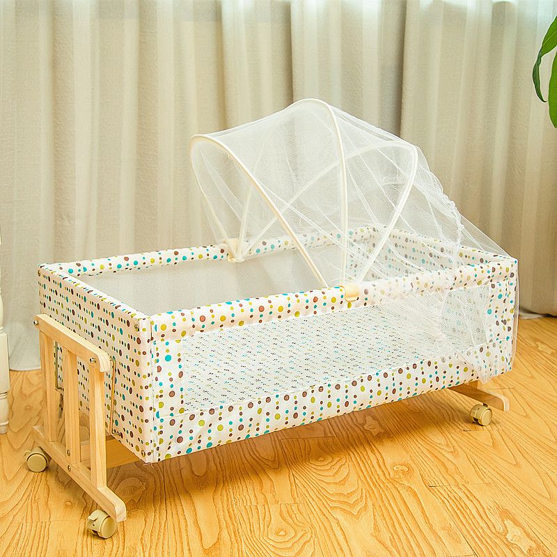 Solid Wood Rectangle Bassinet Rocking and Gliding Crib Cradle for Baby