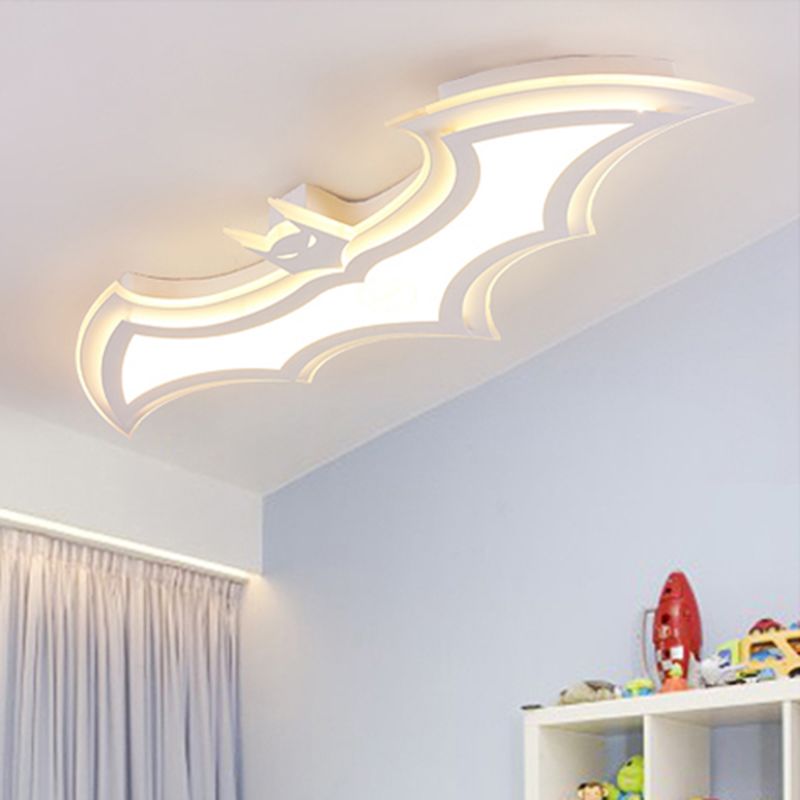 Acrylique Bat Ceiling Mount Light Kindergarten Corridor Modern Style Flushmount Light in White