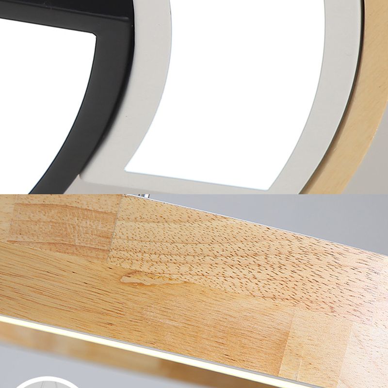 Bedroom 2-Arch Bridge Ceiling Lamp Acrylic Contemporary 15"/19" Width LED Black/White Ceiling Mount Light