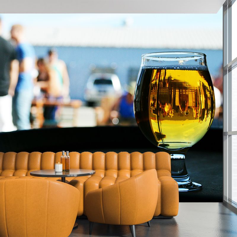 Soft Color Mural Wallpaper with Beer Print Modern Mildew Resistant Commercial Use Wall Covering