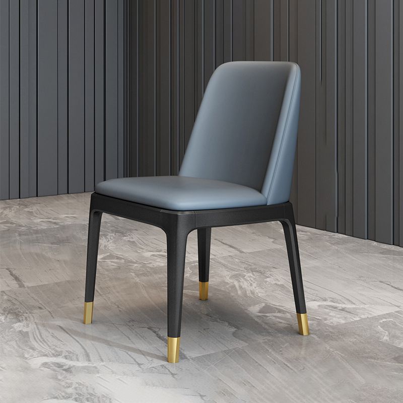 Scandinavian Metallic Fixed Dining Table Rectangle Formal Dinette Set with Balck Base