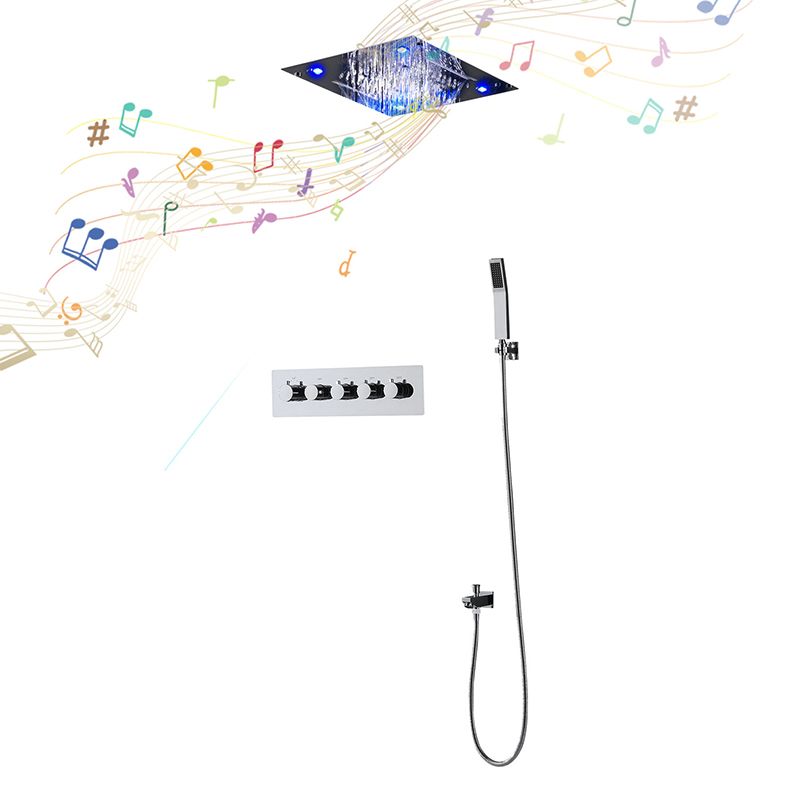 Stainless Steel Shower Set Adjustable Spray Pattern Square Ceiling Mount Shower System