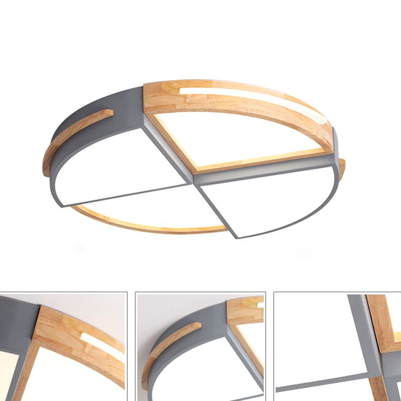 Round Color-Block Flush Ceiling Light Fixture Macaron Acrylic Bedroom LED Flush Mount