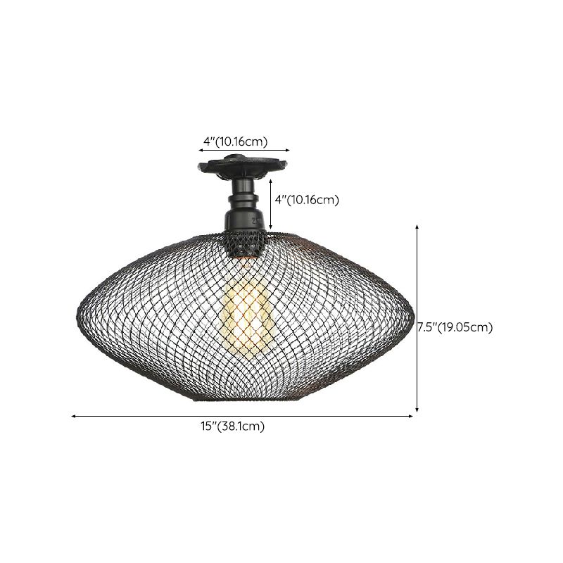 Modern Flush Mount Ceiling Light Metal 1-Light Flush Mount Lighting in Black