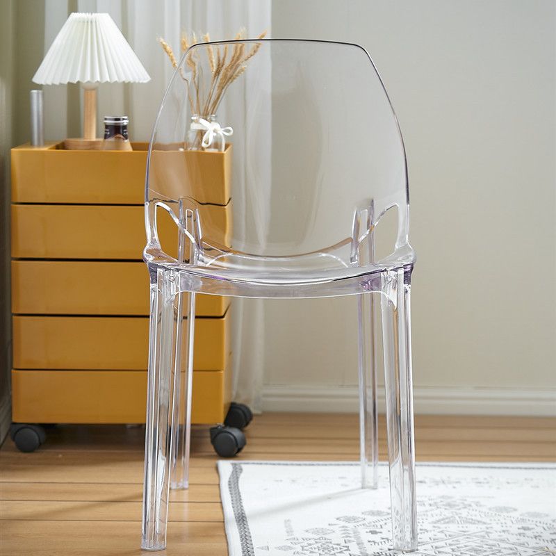 Silla de plástico de estilo escandinavo, respaldo sólido de cocina, sillas laterales de comedor