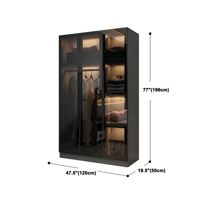 Contemporary Glass Wardrobe Soft Close Door Wardrobe Closet for Bedroom