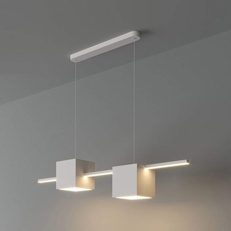 LED Island Light Modern White Island Hanging Light with Silica Gel Shade for Dining Room