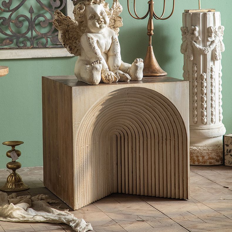 Wood 23.62-inch Rustic Side Table Natural End Table in Distressed Finish
