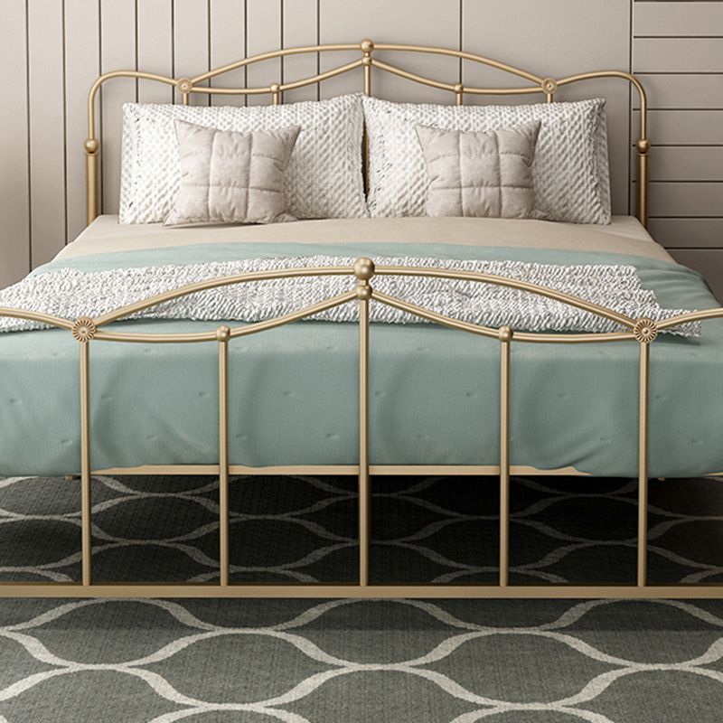 Glam Iron Open-Frame Bed with Camelback Headboard and Metal Legs