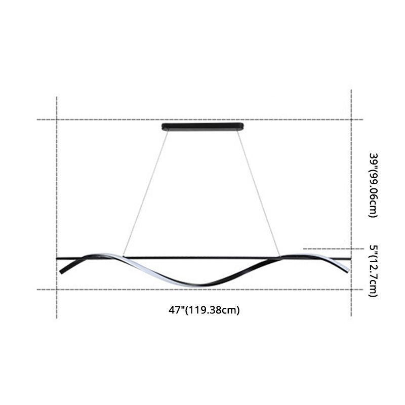 Pendante de l'île Wave Simplicité Style Métal LED Éclairage pendentif noir
