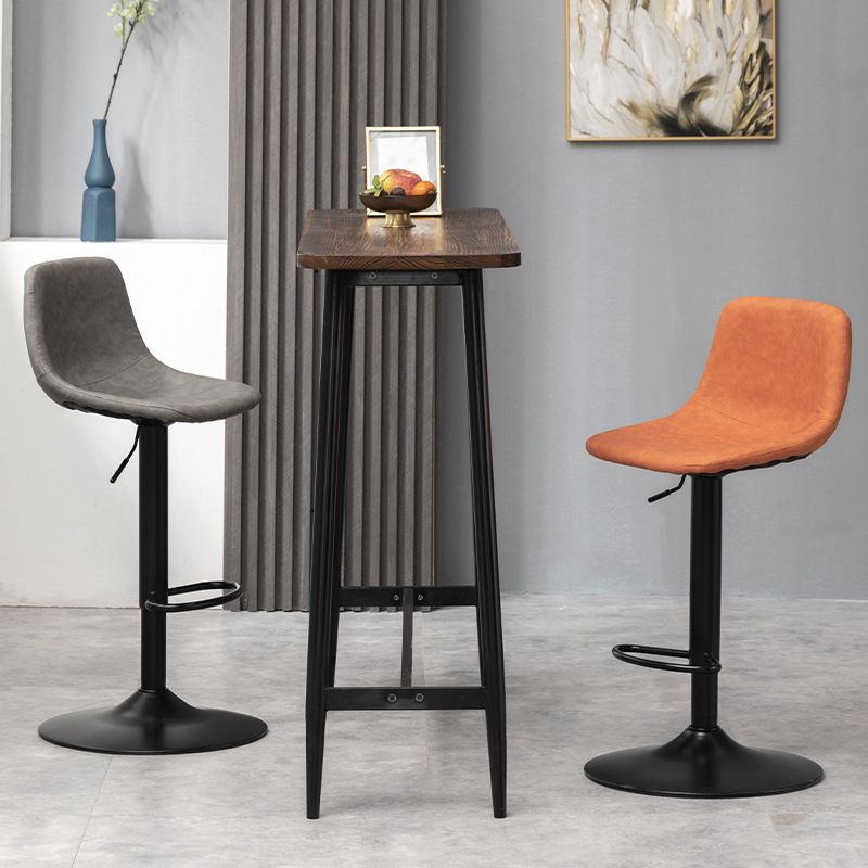 Contemporary Liftable Bar-stool Low Back Bar Stool with Metal Legs