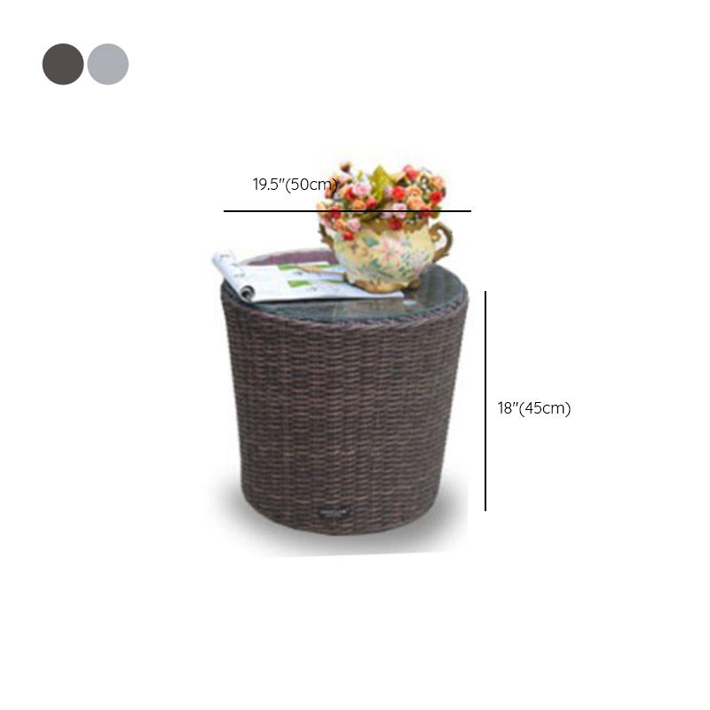 Rattan Patio Dining Table Set 1/3 Pcs Glass Top Table with Upholstered Chairs