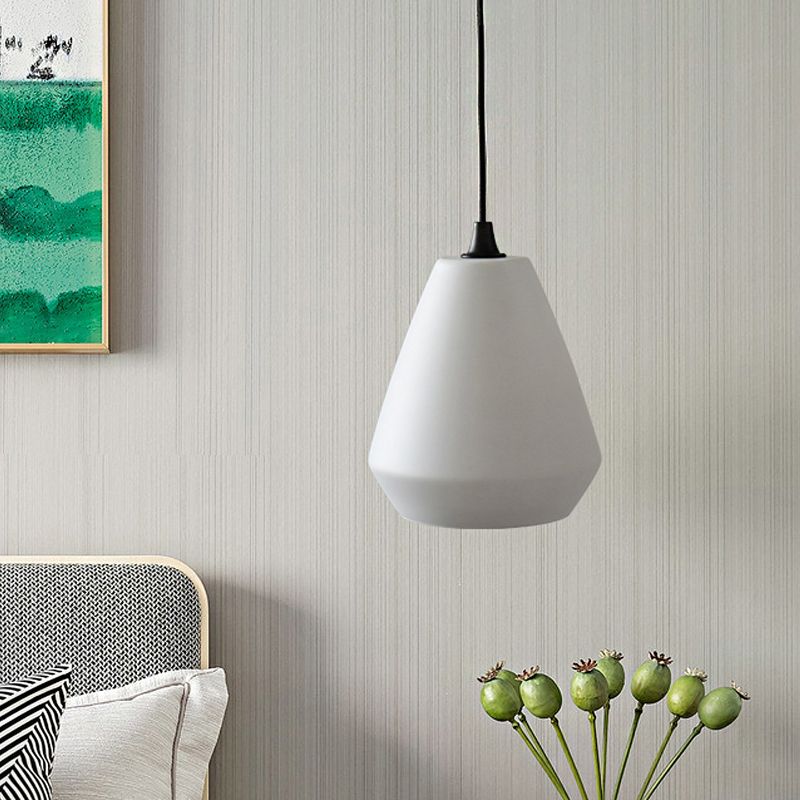 Diamond Suspension Pendant Modernist Cream/Amber/Smoke Glass 1 Light Hanging Lamp Fixture for Dining Room