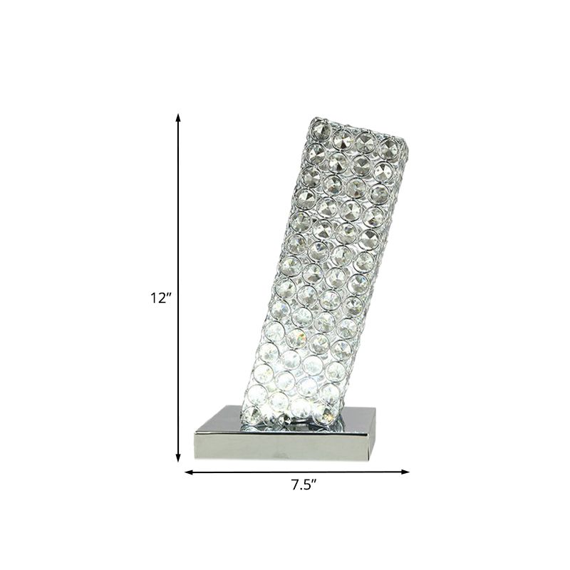 Einfache schräge Quadertisch -Leuchte -Eingeklagte Kristall -LED -Nachttischlampe in Chrom