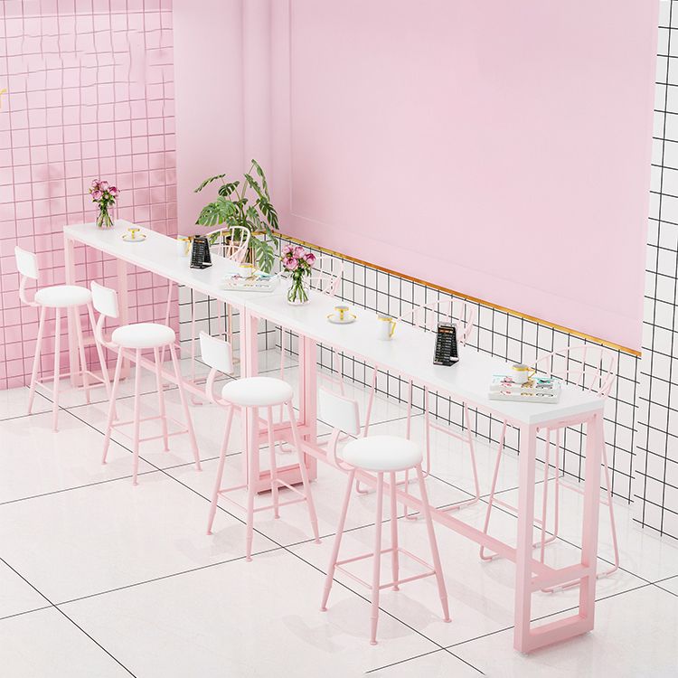 Café und Breakroom Moderne Pub/Stangentisch Rechteck Footstütze Pink Stangenhöhe Pubtisch Tisch
