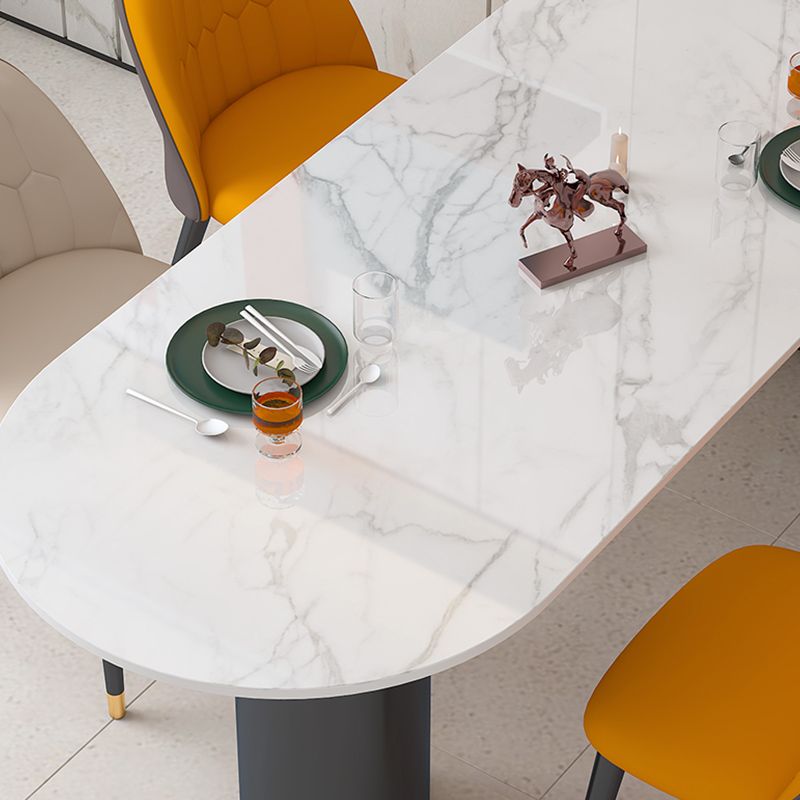 Sintered Stone Dining Table Modern White Top Dining Table with Black Frame