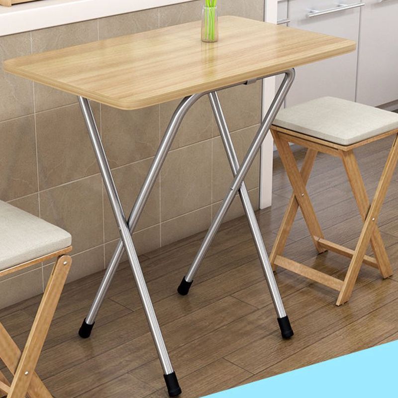 Metal and Wood Table 31.5"L Mid-Century Modern Style Home Folding Rectangular Dining Table