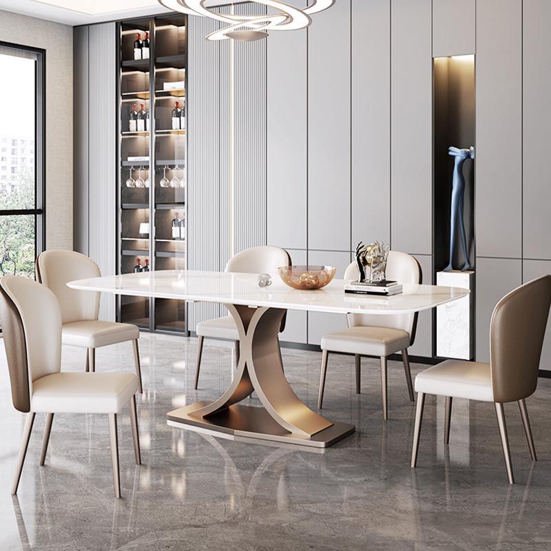 Glam Rectangle Table Set 1/3/4/5/6 Pieces Dining Set for Home Use