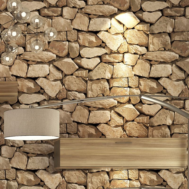 Steampunk Rocks Wallpaper Roll for Garage 57.1-sq ft Wall Art in Light Color, Washable