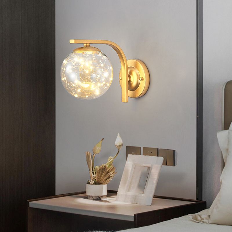 Modern Style Spherical Shape Wall Sconce Glass 1 Light Sconces for  Dining Room