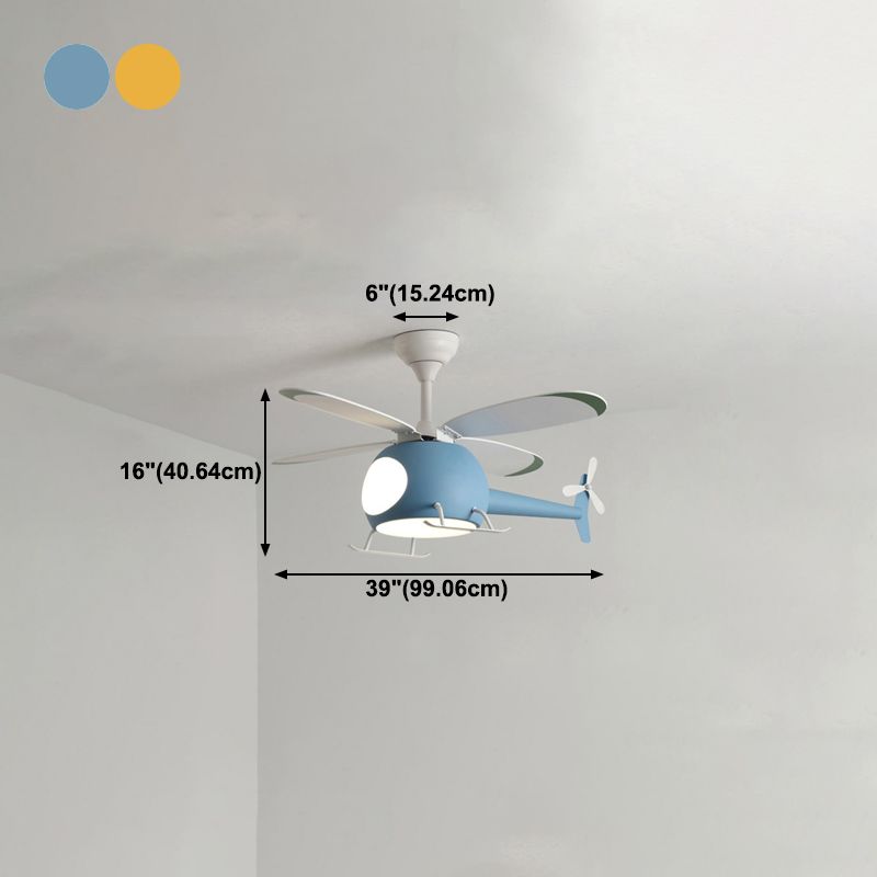 Vliegtuigvorm Metalen plafondventilatoren Kidstijl Multi -lichten plafondventilatorlamp