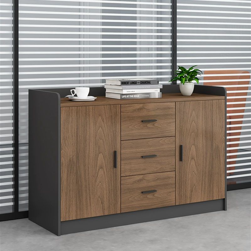 Modern Brown Engineered Wood Filing Cabinet with Drawers for Home Office