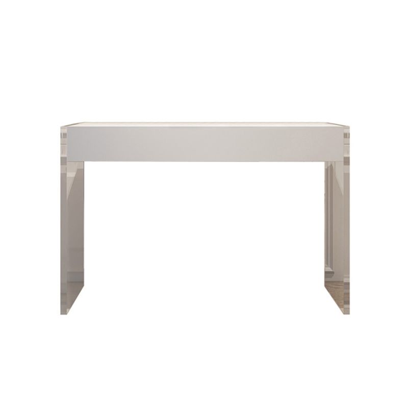 Modern 29.53" H Clear Acrylic Vanity Table Set with Mirror and Stool in White