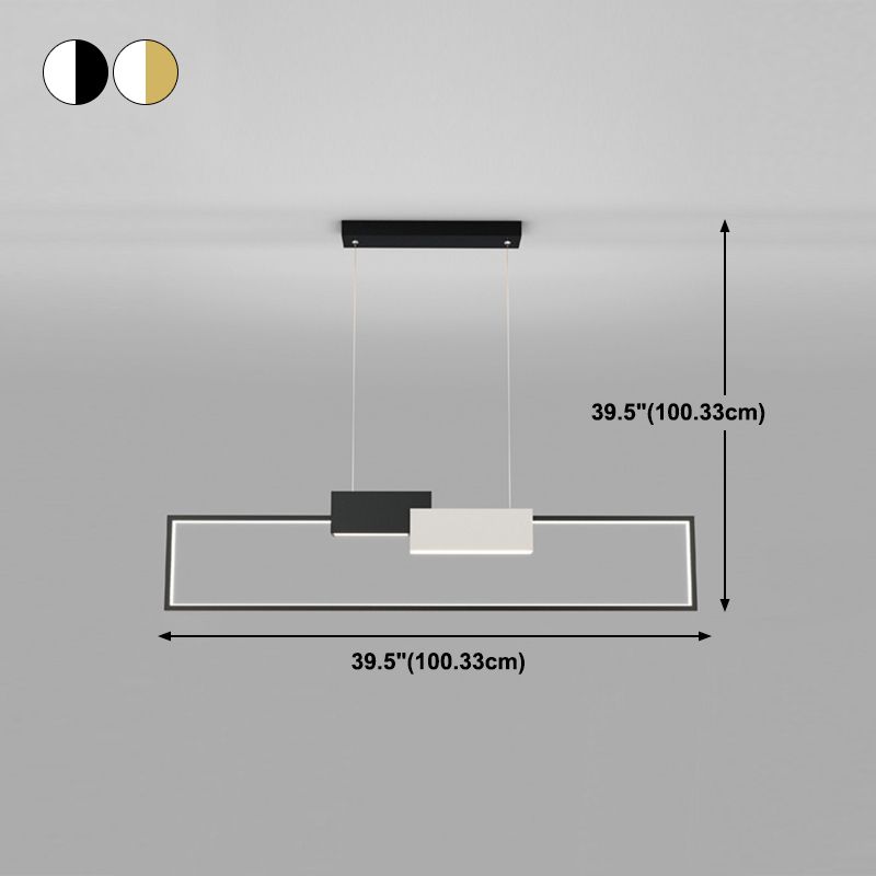 Luces colgantes de forma de rectángulo de estilo contemporáneo accesorios de iluminación de metal
