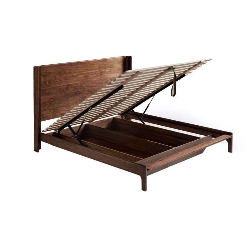 Solid Wood Headboard Standard Bed Mattress Included Bed Frame with Custom Legs