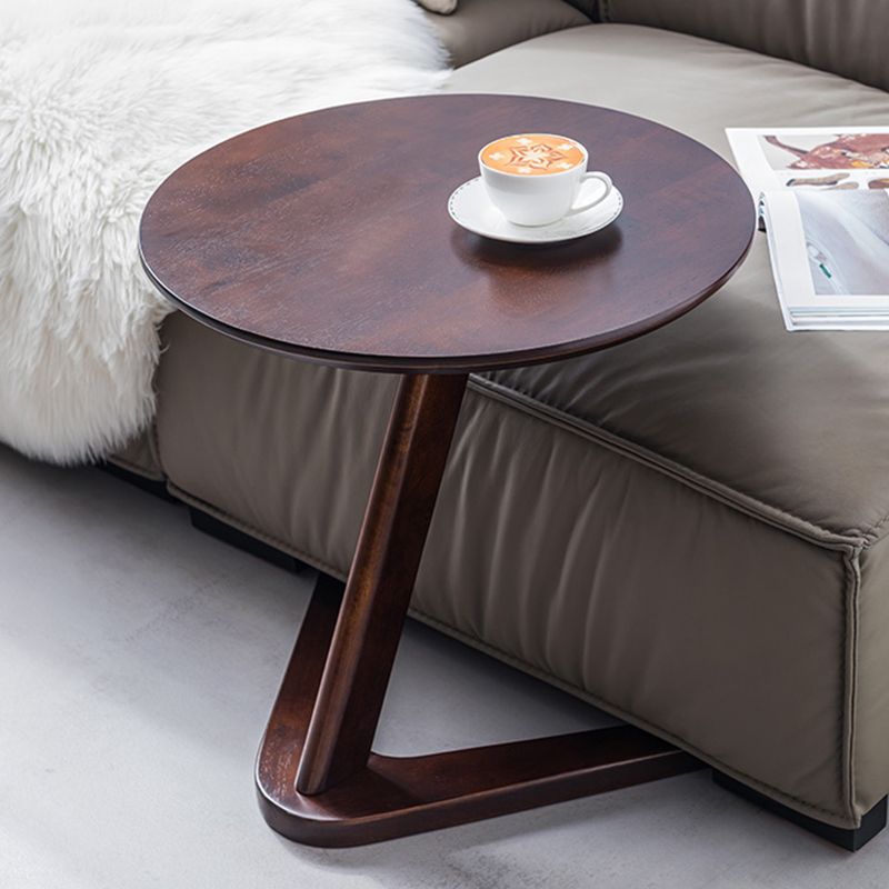 Contemporary Round Side Table Rubberwood Side End Snack Table