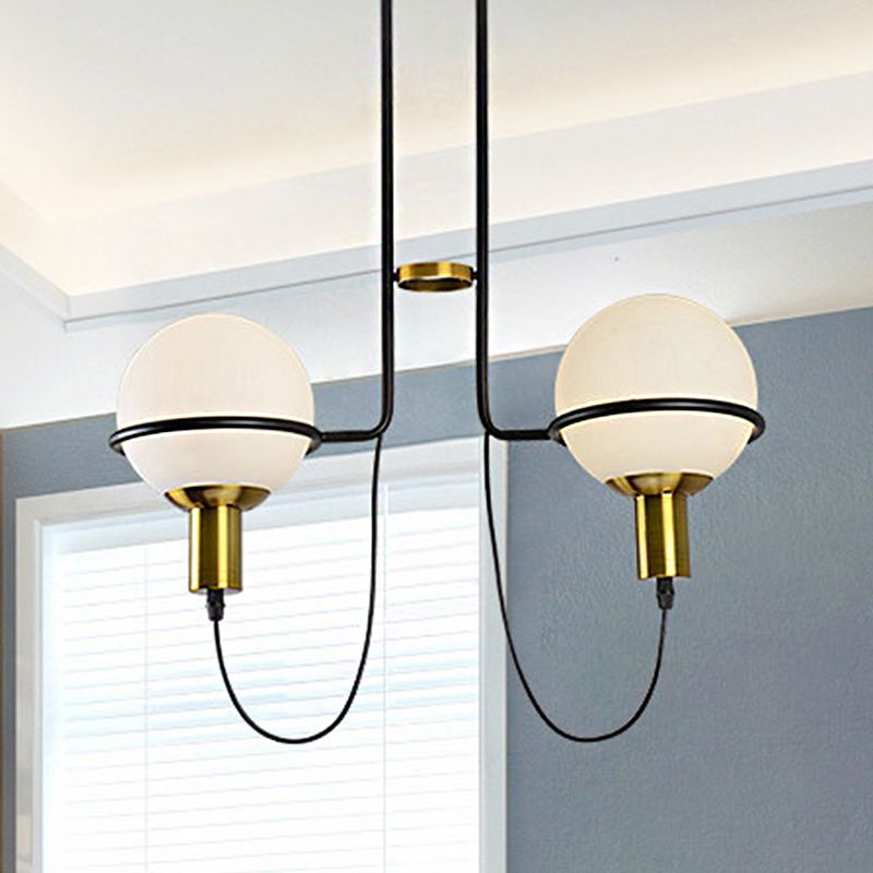 Lámpara de lámpara radial de metal contemporánea 2/4 luces doradas luz colgante colgante con sombra redonda de vidrio transparente