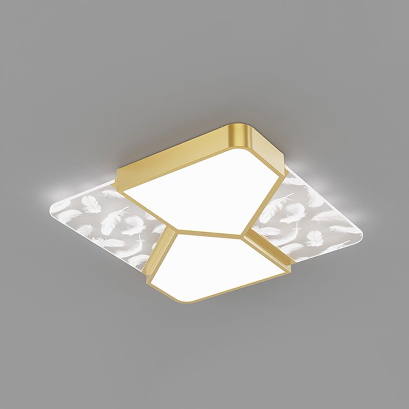 Lámpara de techo cuadrada de 4 luces, iluminación de techo de metal de estilo moderno para sala de estar