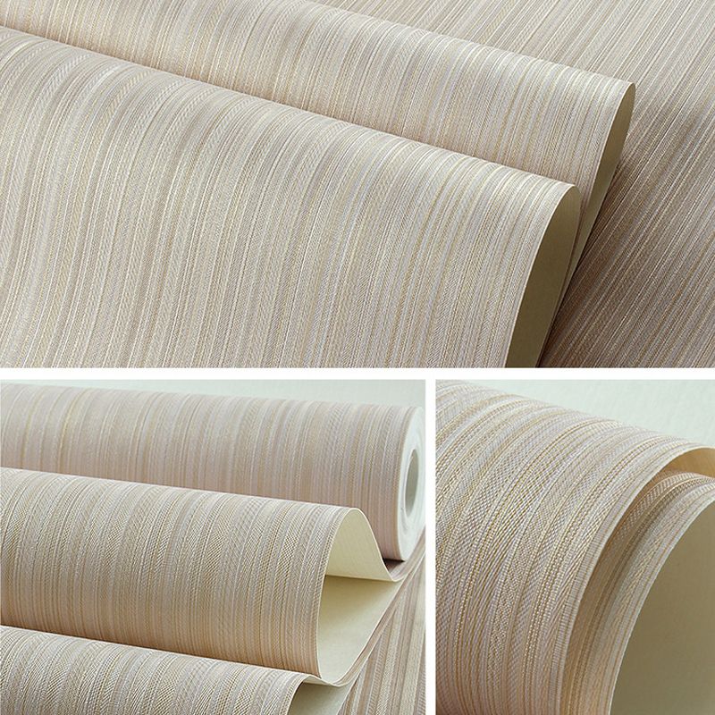 Minimal Ticking Striped Plain Wallpaper Soft Color Stain Resistant Wall Decor for Kitchen