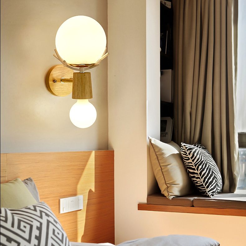 Minimalistic Style Wood Wall Mount Light Fixture Deer Wall Sconce Light for Bedroom