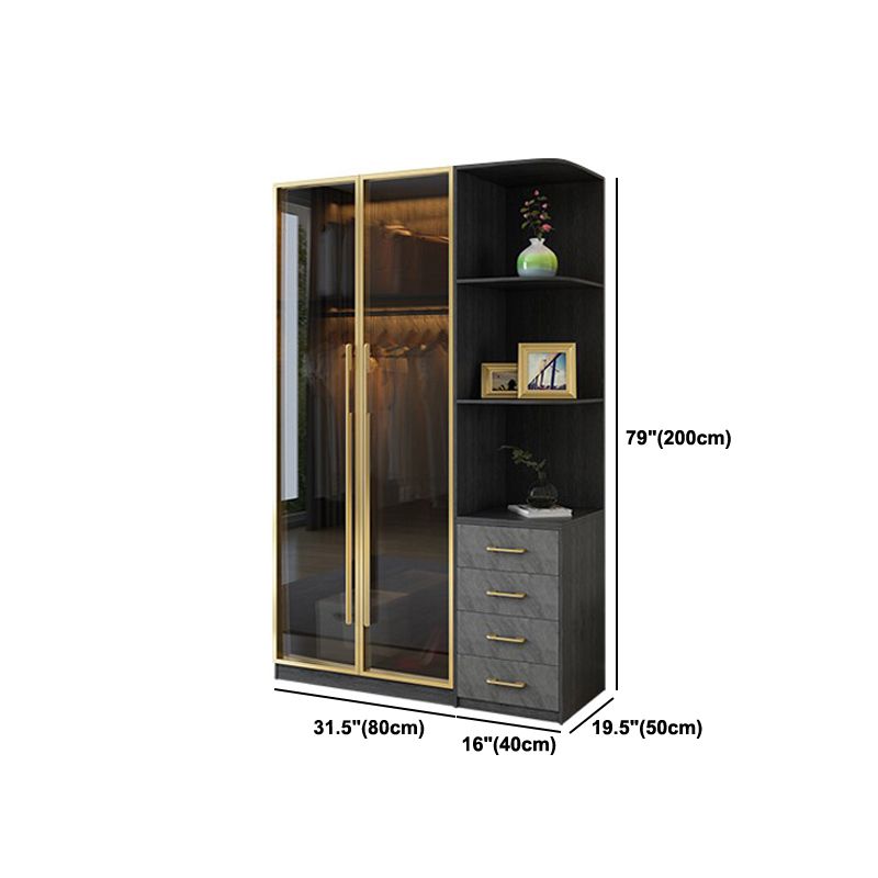 Modern Wardrobe Closet With Drawer Hinged Wardrobe Armoire for Home
