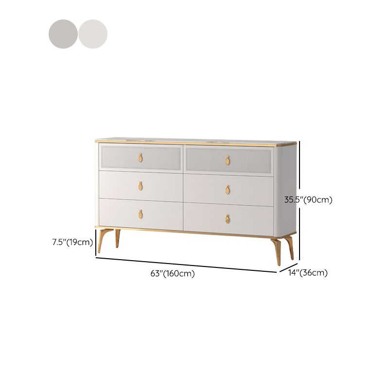 Classic Glam Stone Double Dresser Horizontal Storage Chest for Bedroom