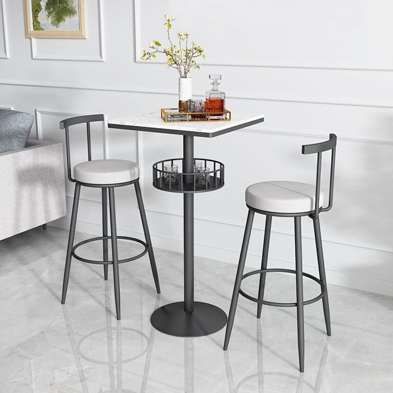 Scandinavian Metal Barstool Fabric Counter Stool in Matte Finish