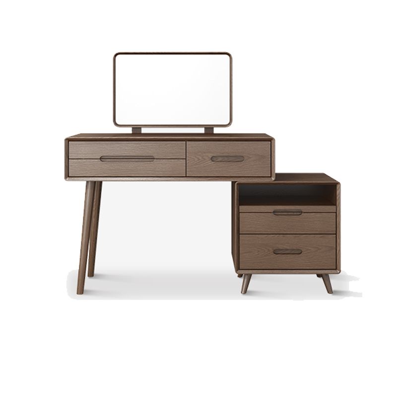 Solid Wood Makeup Vanity Desk Storage Box Makeup Vanity Set with Drawer