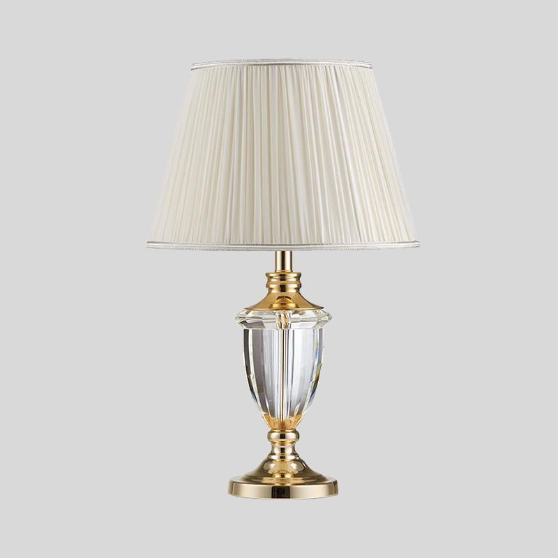 1 Head Study Task Lamp Modern White Reading Book Light with Conical Fabric Shade
