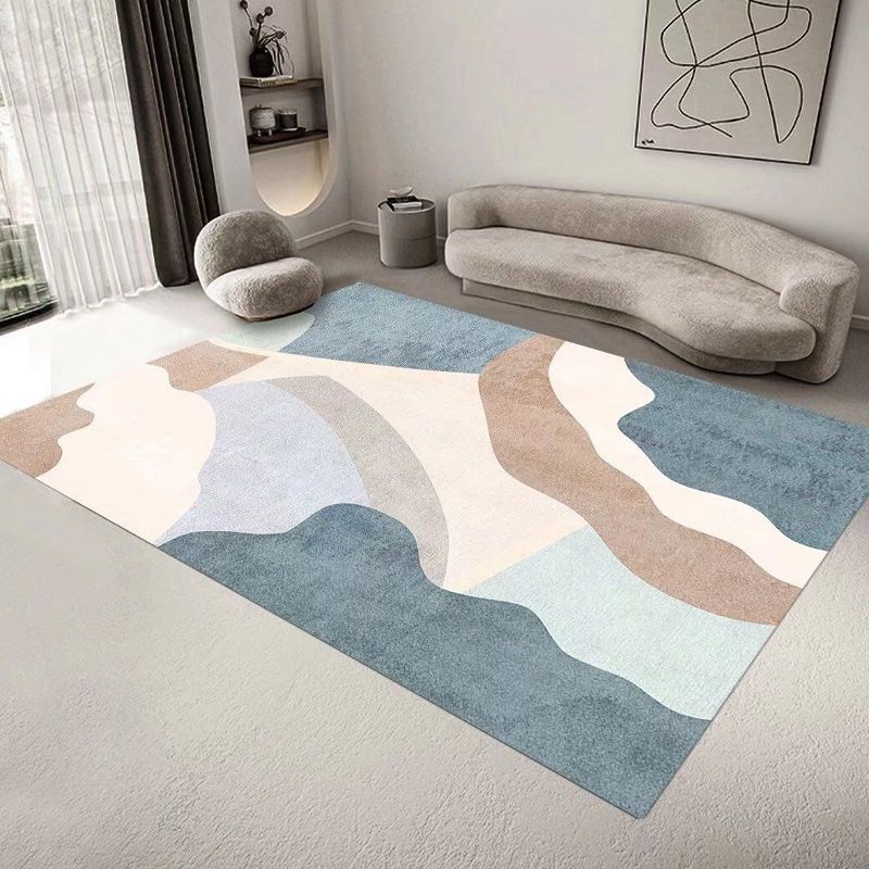 Tapis de motif abstrait rose Polyester moderne tapis lavable pour le salon