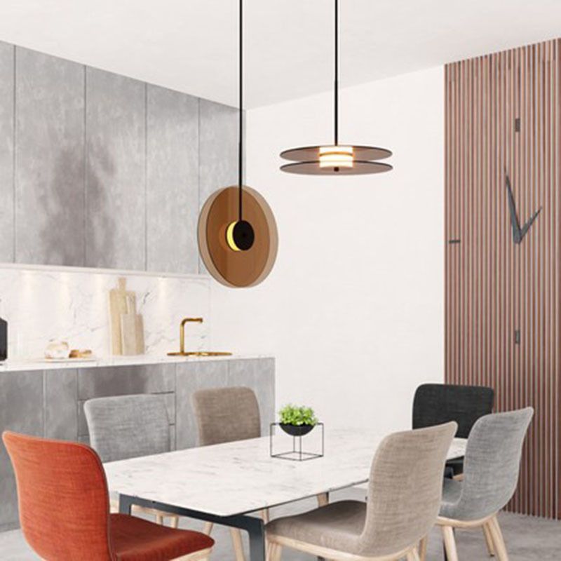 Modern Style LED Pendant Light 1 Light Round Glass Hanging Light for Dinning Room