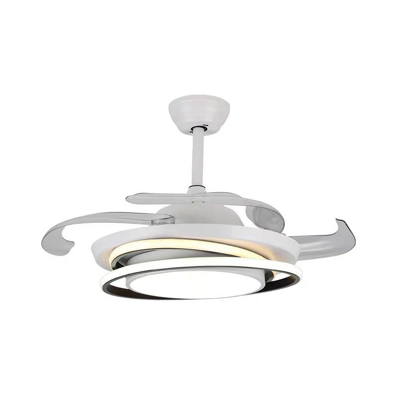 42 "W Cirkel Acryl plafondventilator Minimale 3 Blades LED Wit semi -spoellicht voor woonkamer